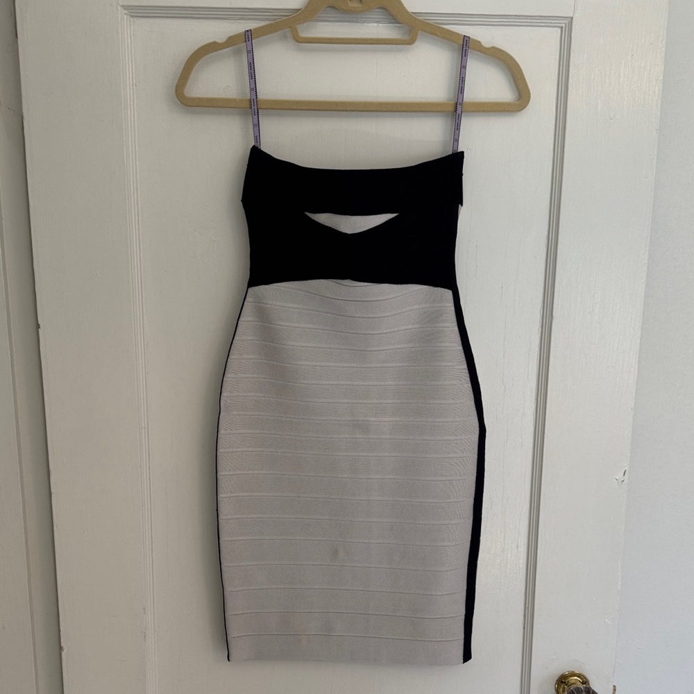Herve Leger Black and Gray Strapless Dress - Size S